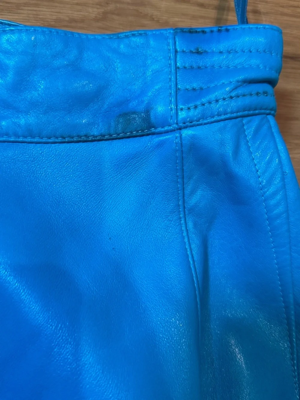 Vintage ESCADA Blue Leather Skirt
